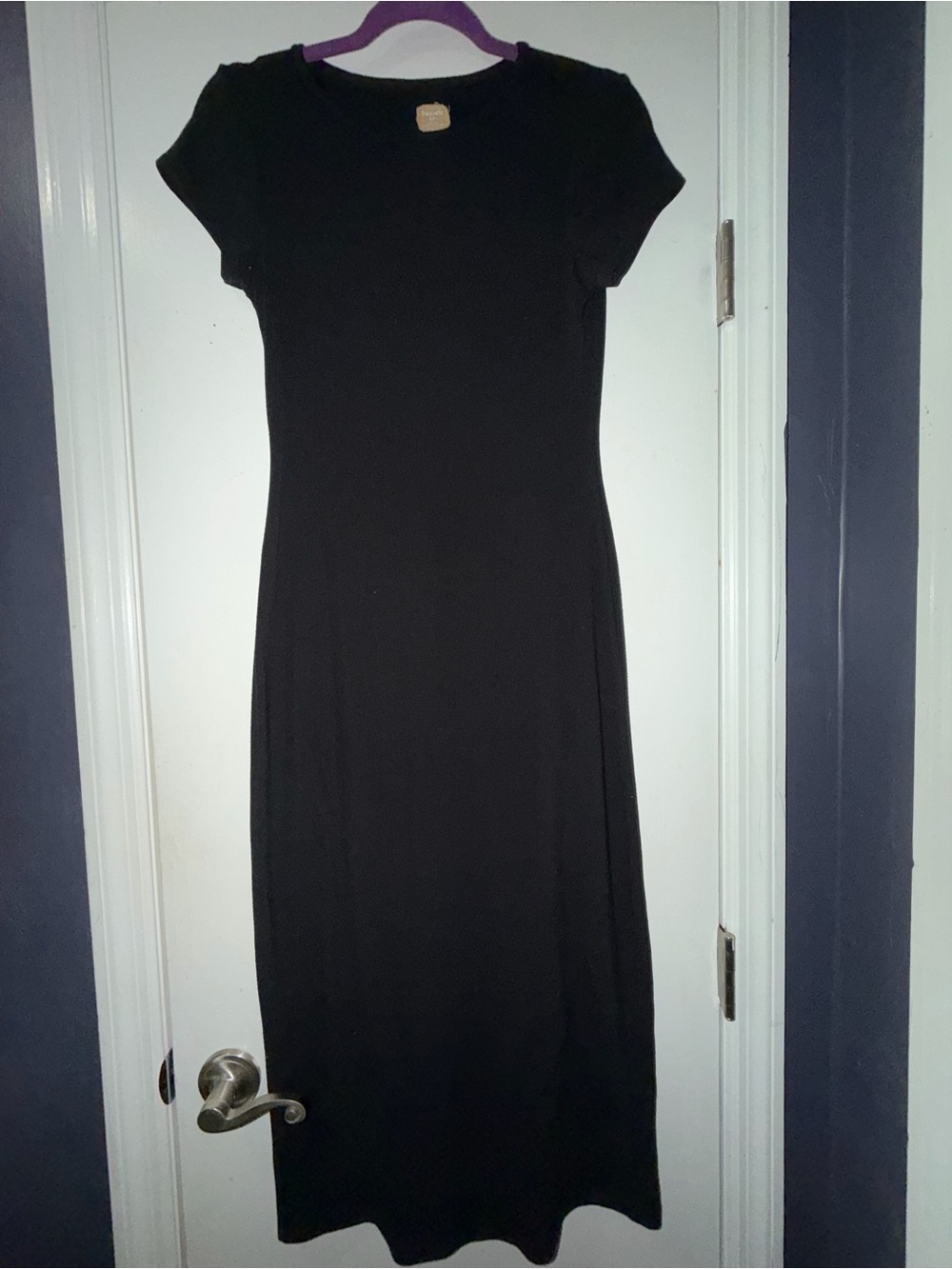 Free People Black Short-Sleeve Maxi Dress - Slim Silhouette